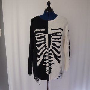 Halloween Distressed Skeleton Sweater